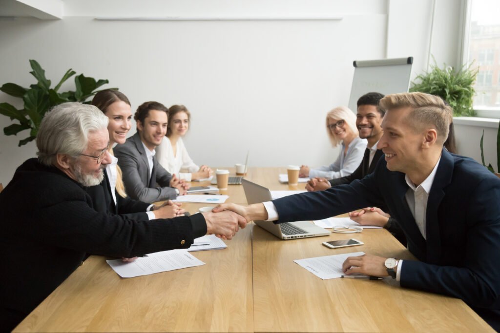 Investor meeting a young entrepreneur